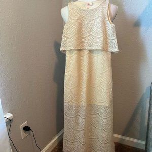 GB Girls Ivory Lace Maxi Dress Size Medium